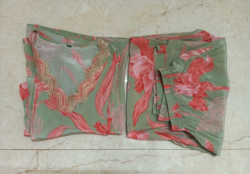 SATIN KURTA SET