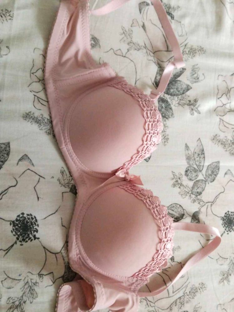 Pink Lace Trim Padded Bra