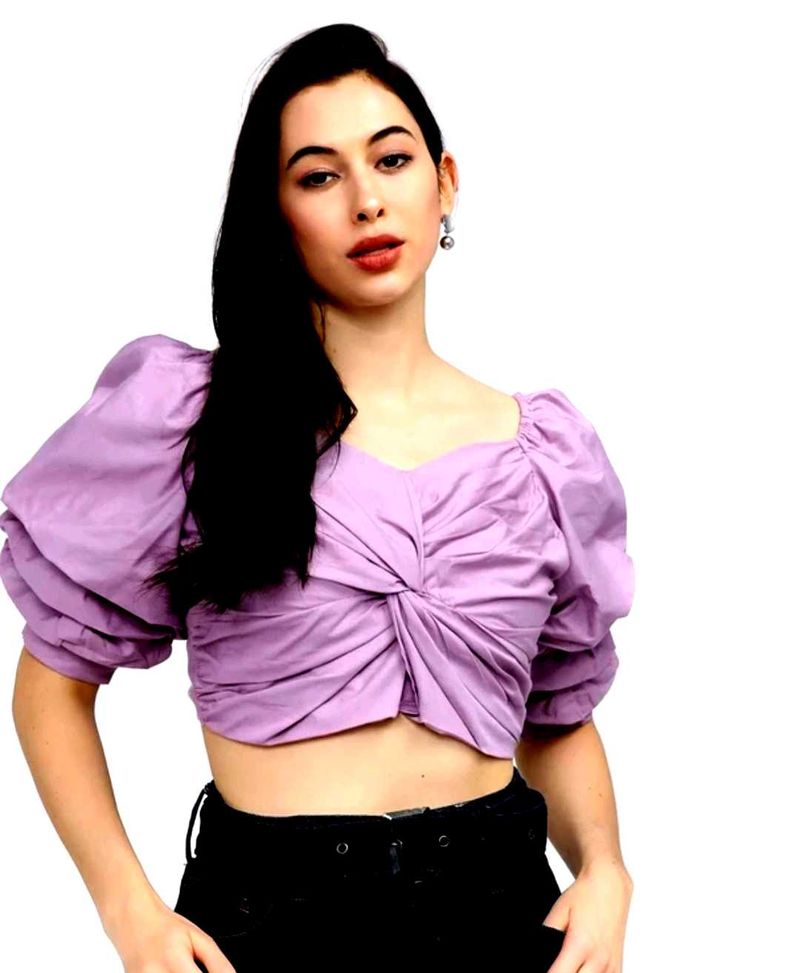 S Size Lavender Puff Sleeve Top