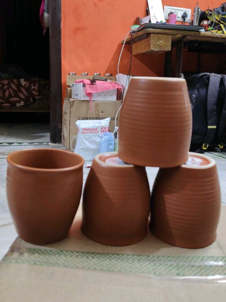 unused Terracotta Tea Cups - Set of 4