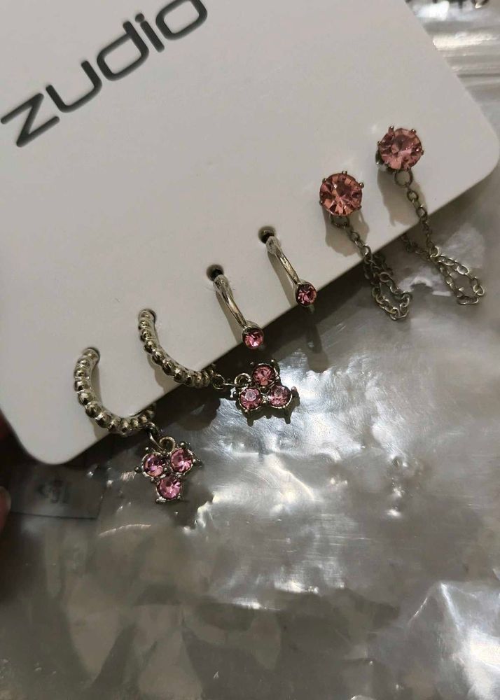 Zudio Earring Set - Pink Stone