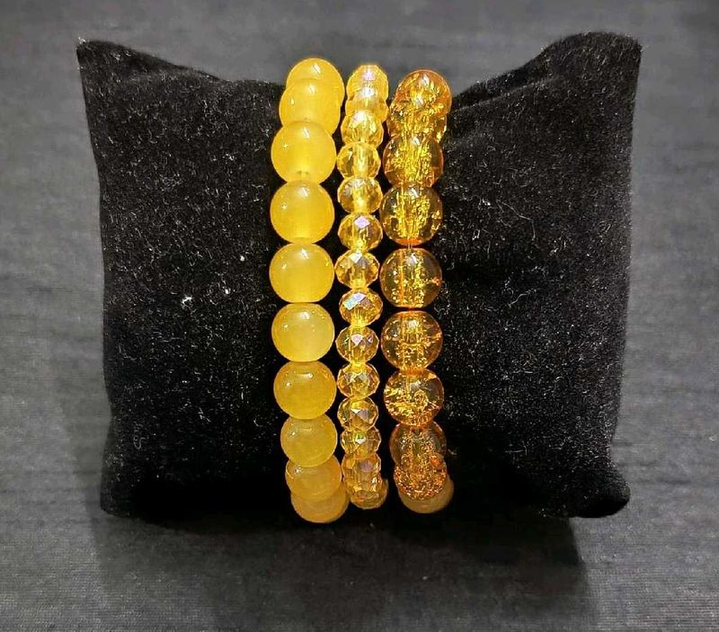 Set of 3 Yellow Beaded Bracelets 💛
