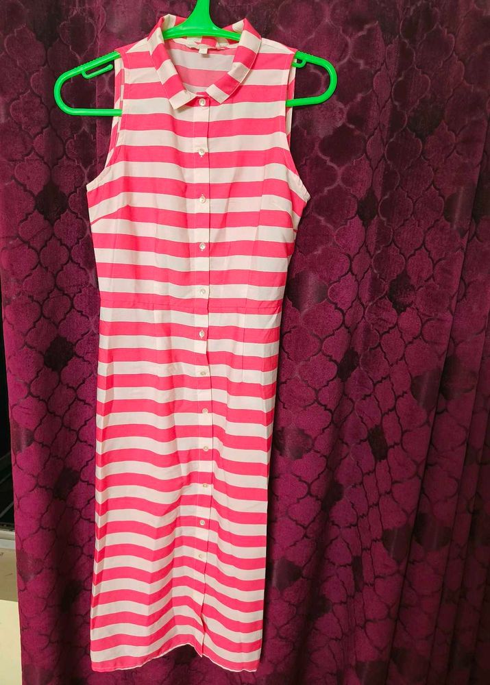 Striped Sleeveless Button-Up Dress