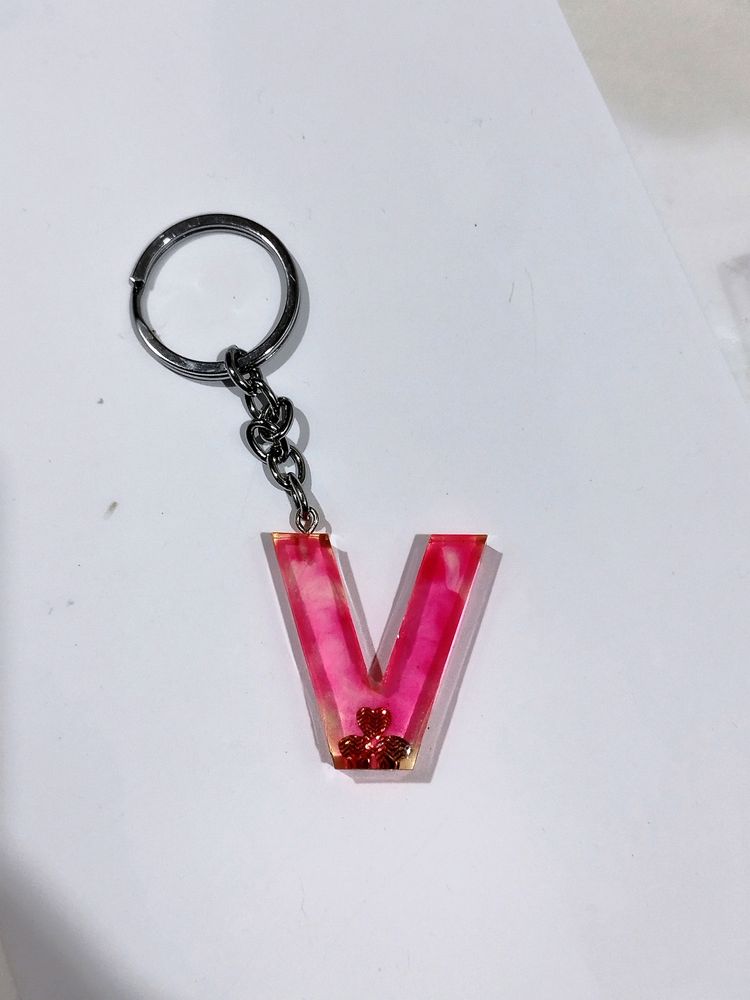 V Initial Keychain