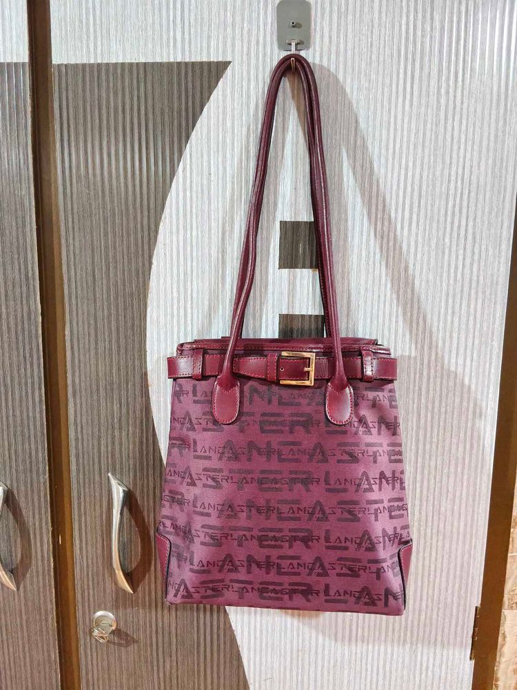 Lancaster Burgundy Monogram Tote Bag