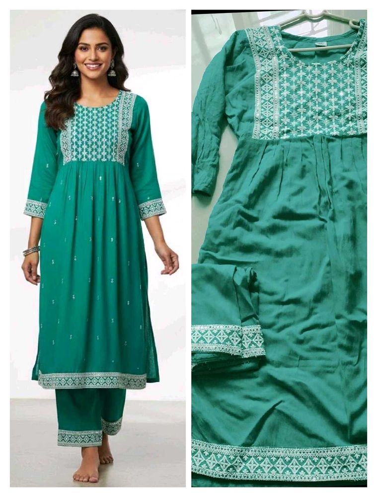 Green Embroidered Kurta Set