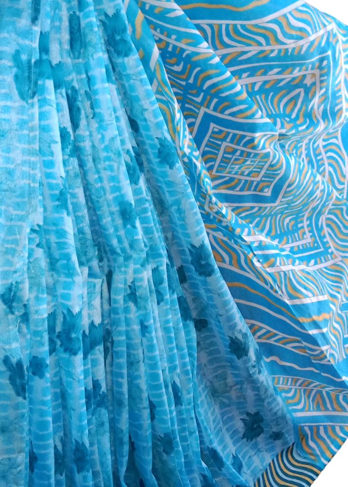 Vibrant Blue Tie-Dye Saree