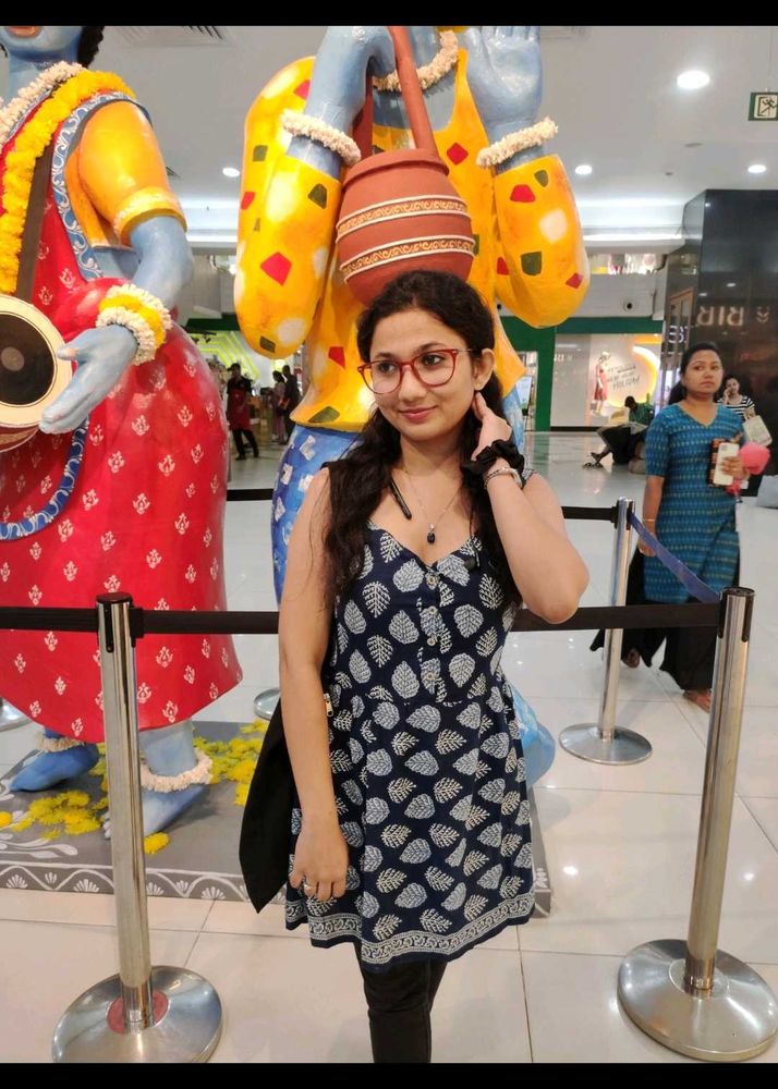 Navy Blue Sleeveless Short Kurti