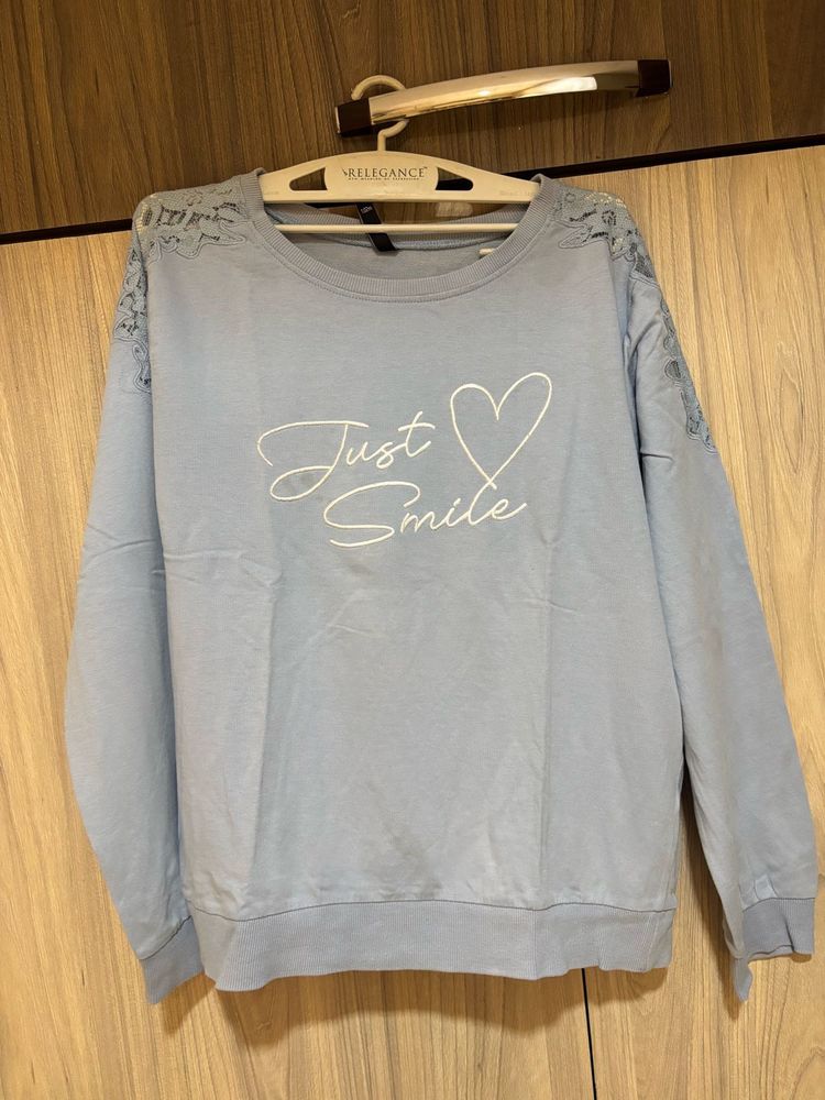 Cute "Just Smile" Blue Top