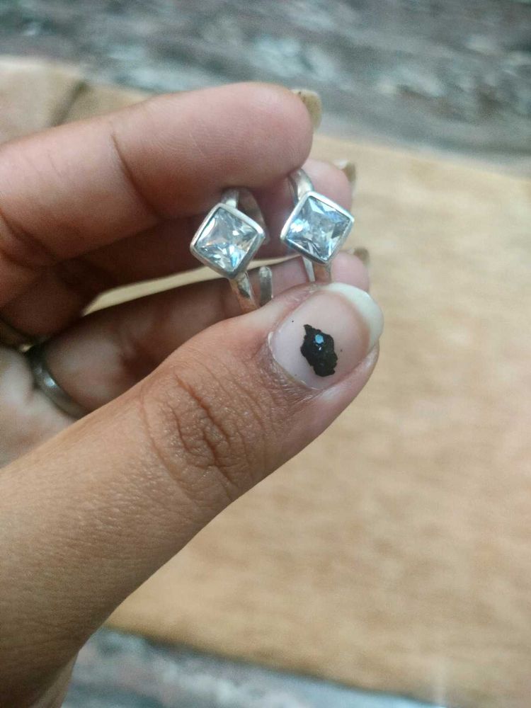 Silver Toe Rings with Cubic Zirconia