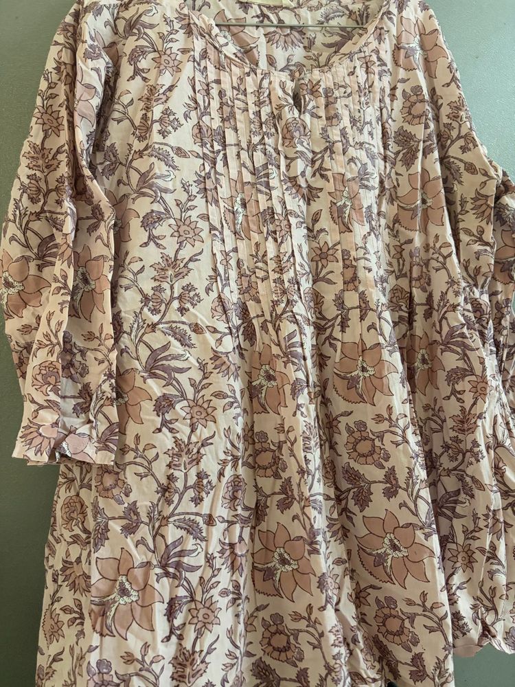 Boho Floral Print Cotton Kurta