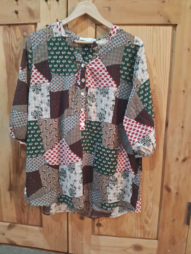 Vintage Patchwork Print Tunic Top