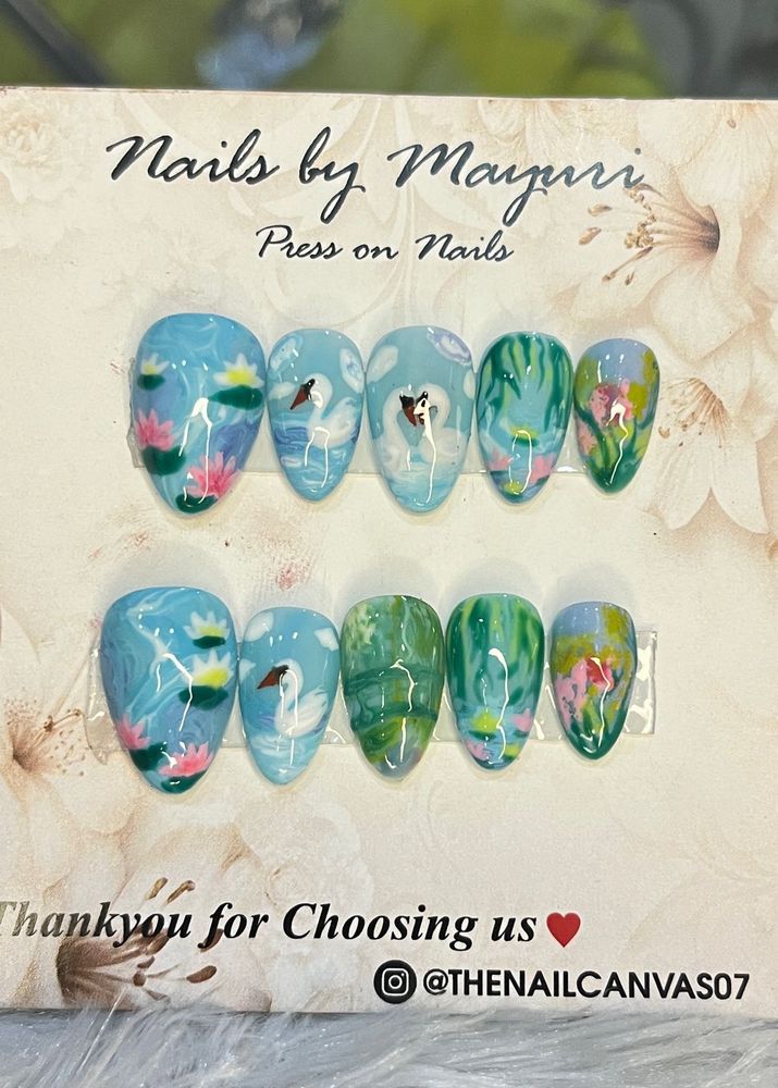 Custom Press On Nails - Swan Lake Design