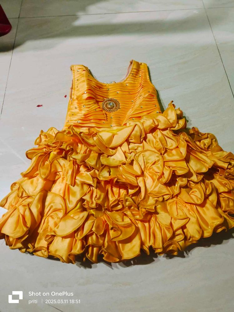 Mustard Frock For Baby Girls