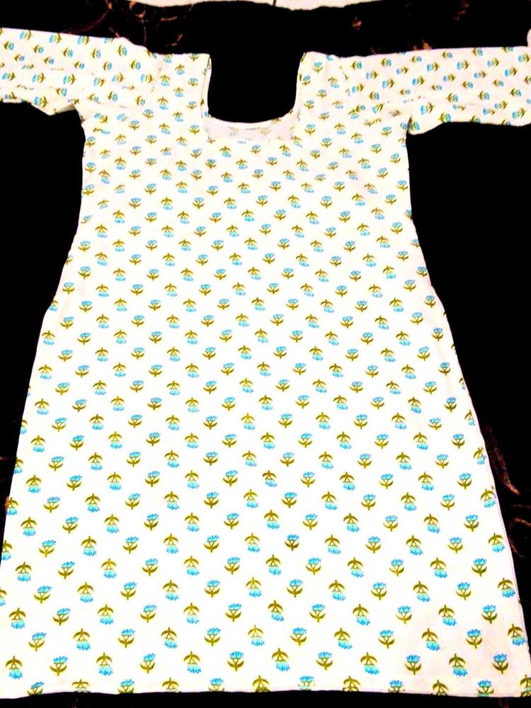 Handmade Blue flower print  short kurti/Dress ( Br