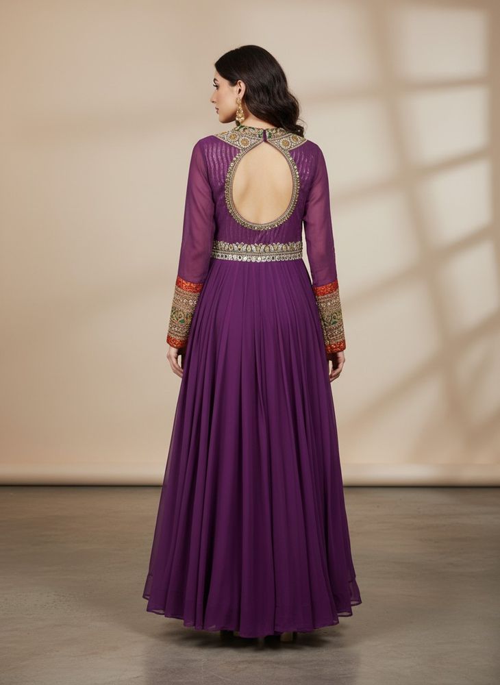 Stunning Purple Anarkali suit
