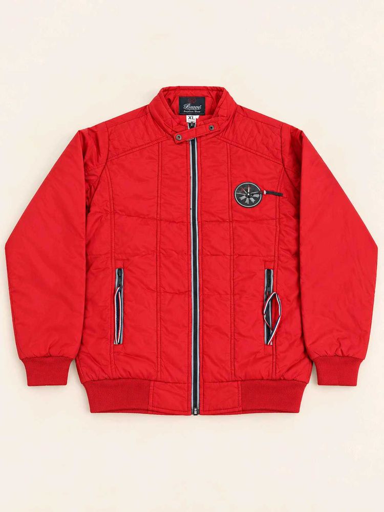 Men's Red Quilted Bomber Jacket