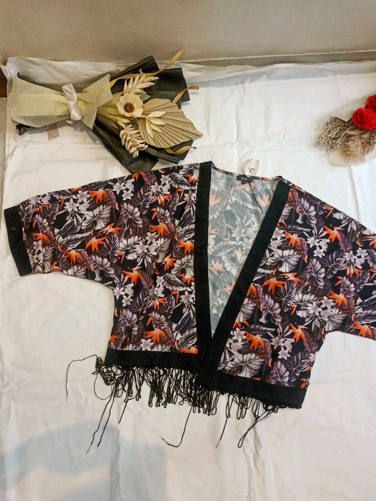 Boho Floral Kimono with Fringe