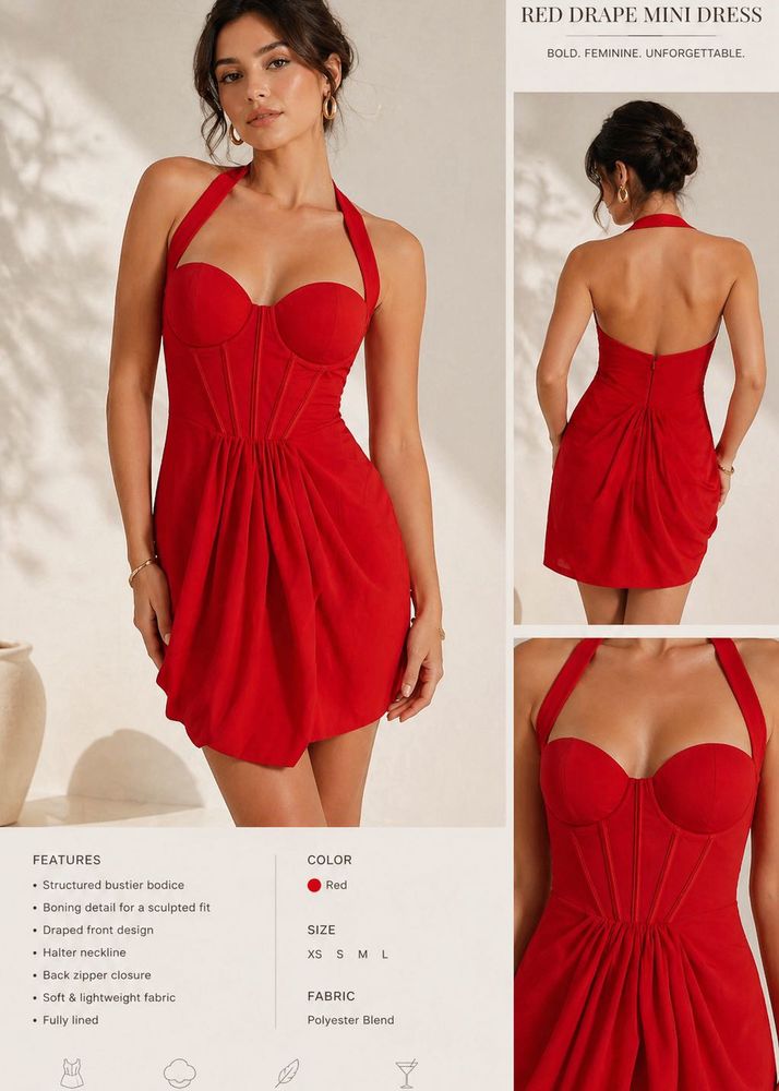 Red Halter Neck Mini Dress