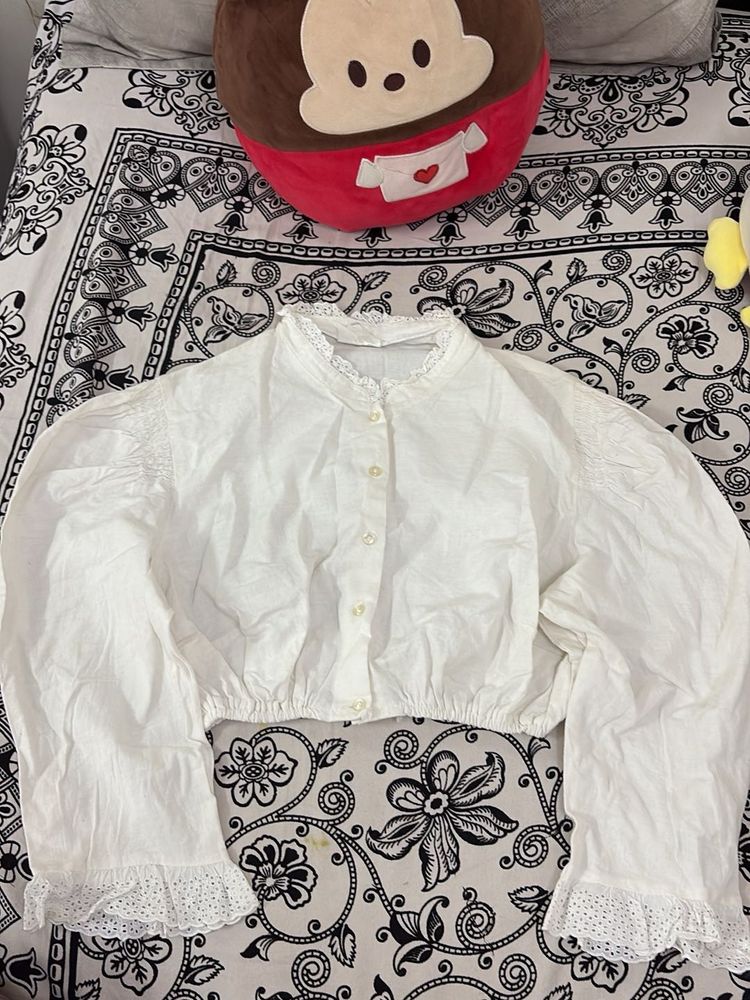 White Lace Trim Top