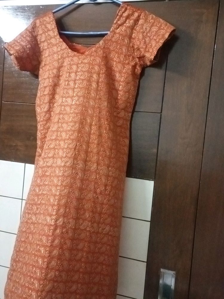 Vintage Orange Paisley Dress
