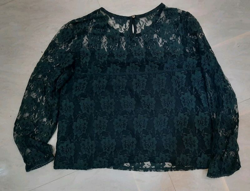 Green Colour Tokyo Talkies Full Sleeves Top