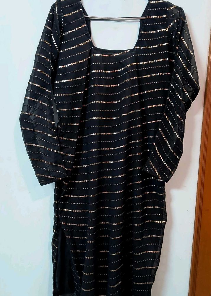 Sparkling Black Sequined Kurti