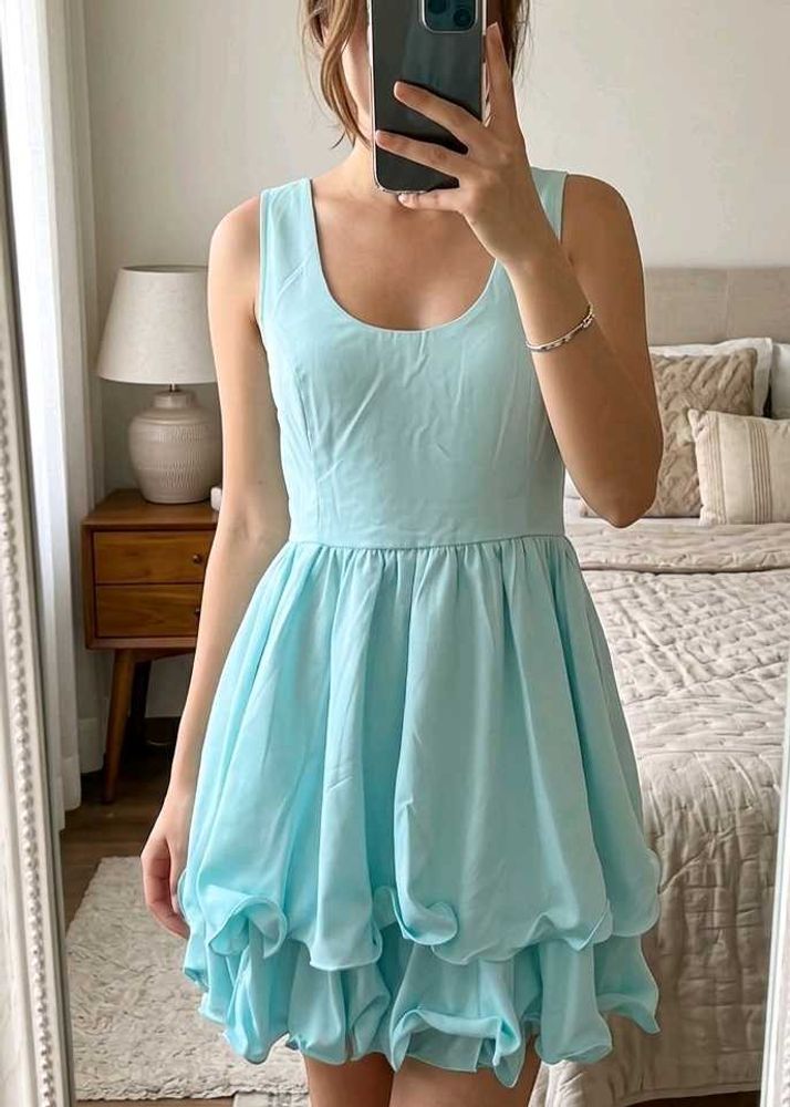 Light Blue Tiered Mini Dress