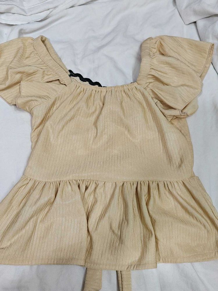 Cute Yellow Peplum Top