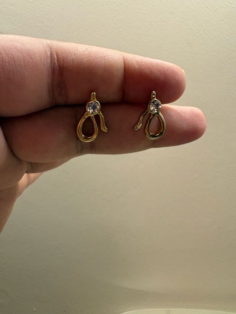 Chic Gold Plated Drop Earrings with Crystal Accent