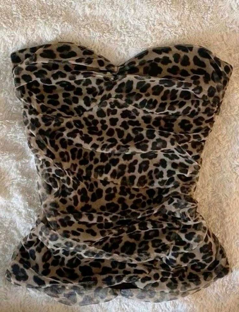 Leopard Print Strapless Top