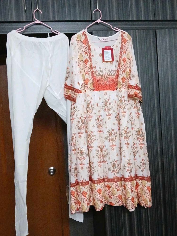 Elegant Floral Print Kurta with Pants 3pc set