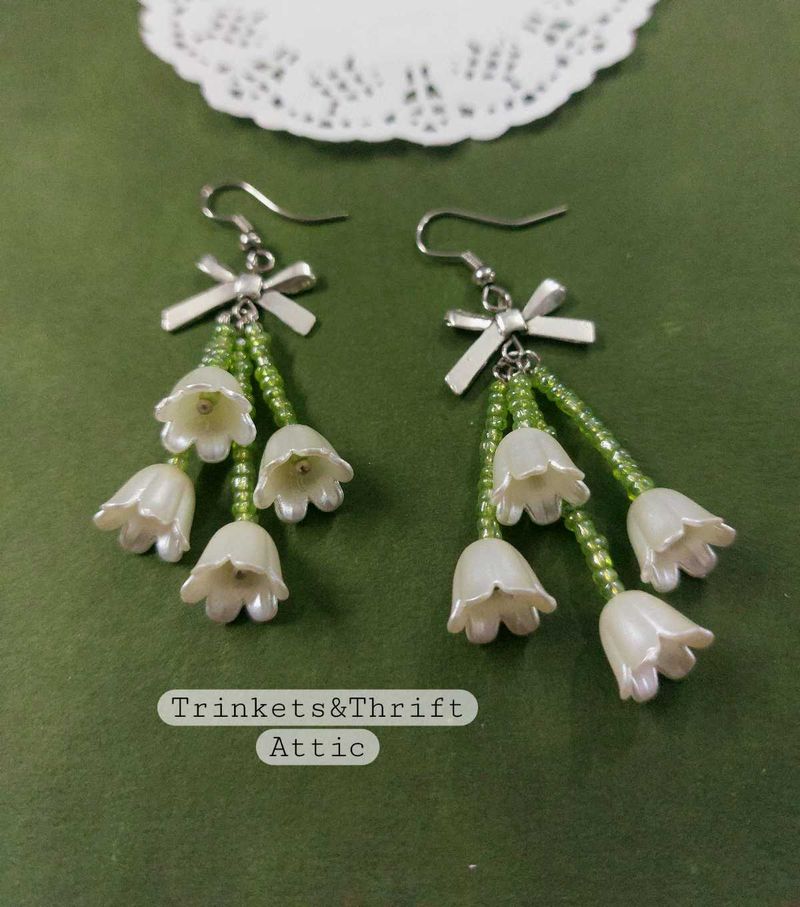 White Bell Flower Dangle Earrings