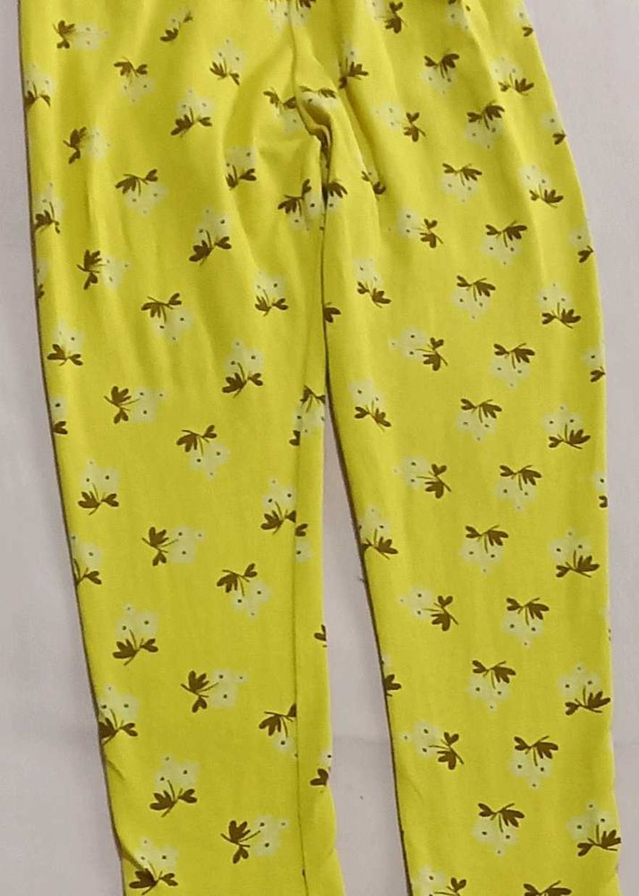 Yellow Floral Print Leggings