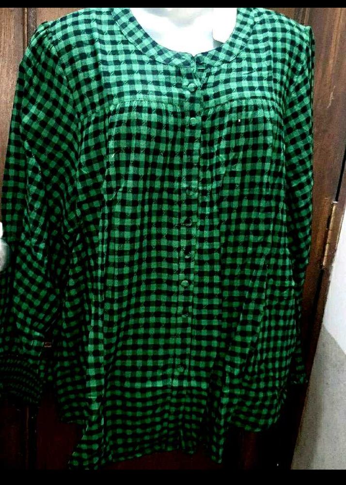 Green Plaid Button-Up Shirt