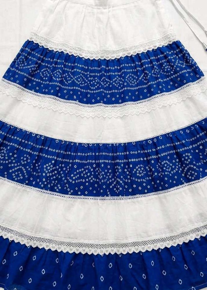 Boho Blue &amp; White Tiered Skirt