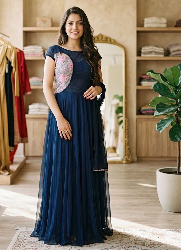 Elegant Navy Blue Ethnic Gown