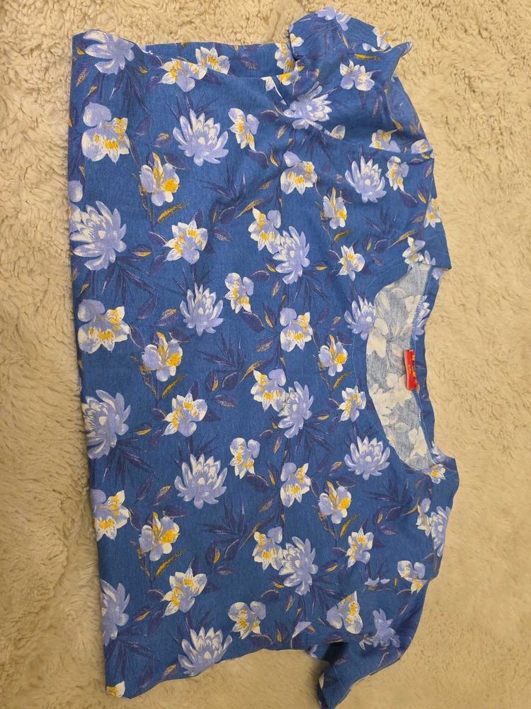 Blue Floral Print Top