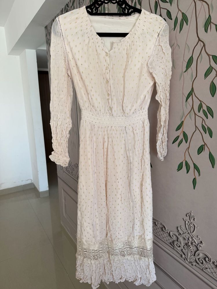 Elegant Off-White Midi Dress