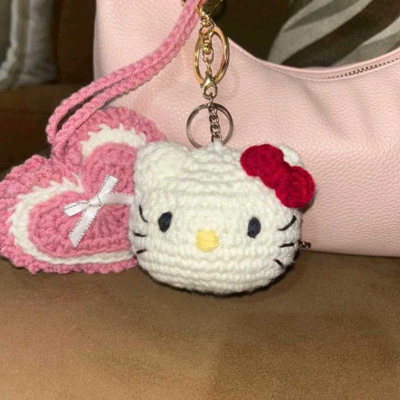 Crocheted Hello Kitty Keychain