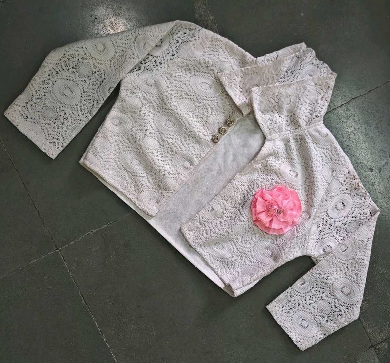 Girls White Lace Short Jacket ☁️
