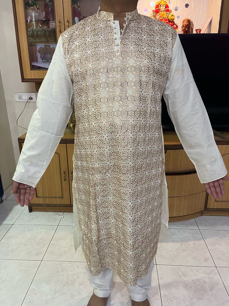 Men's White &amp; Gold Kurta