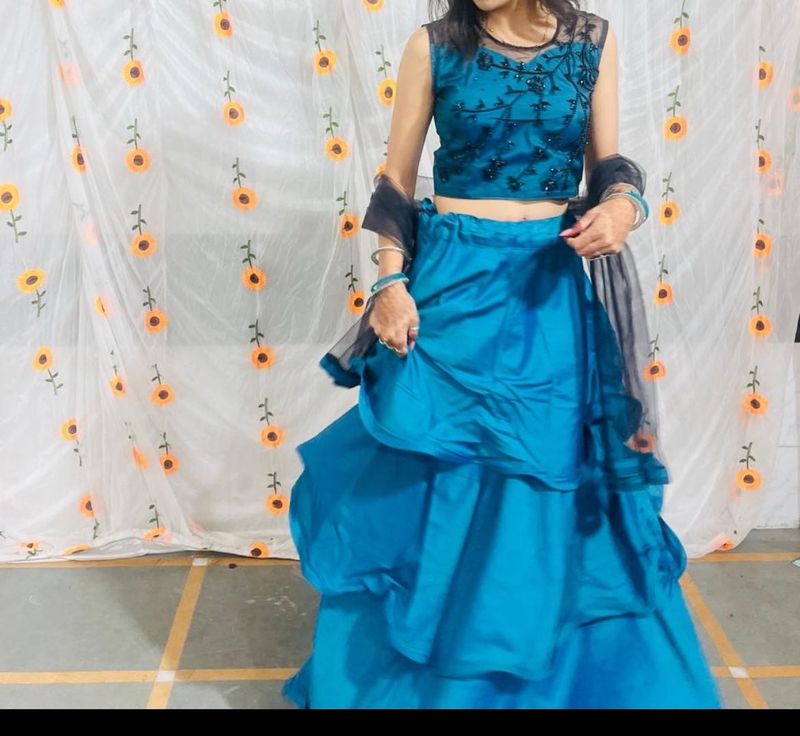 Teal Embroidered Lehenga Set