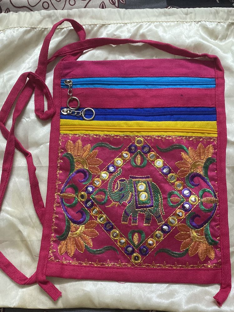 Indian Shoulder Bag With Embroidery