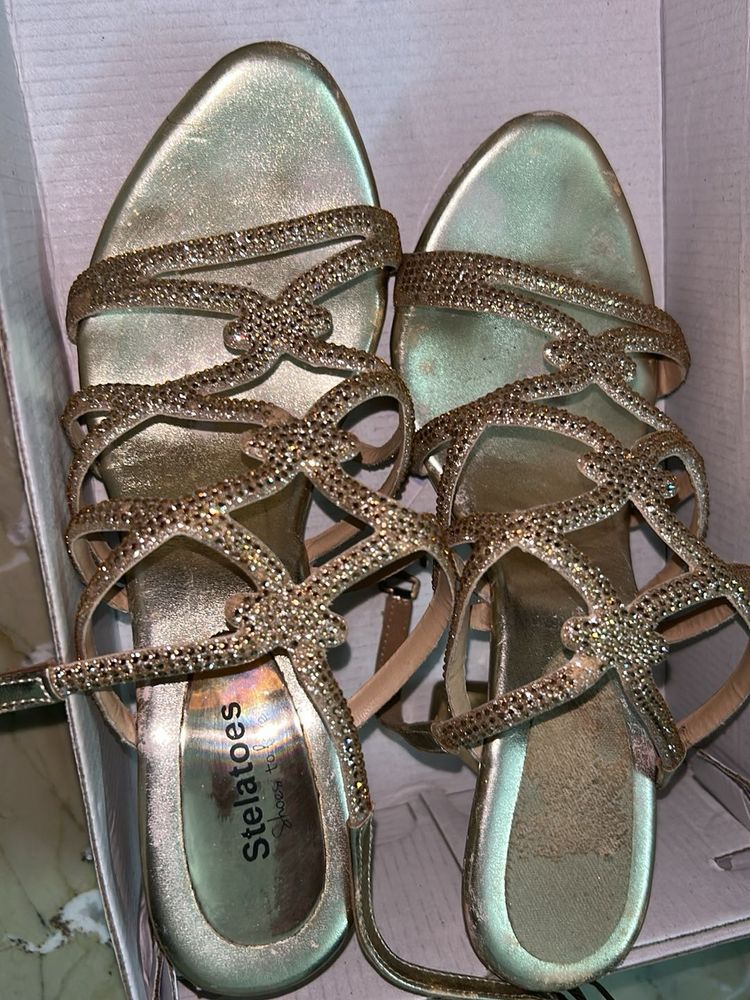 Sparkling Gold Strappy Heels