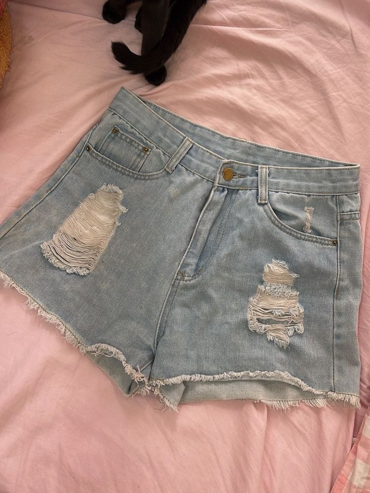 Distressed Denim Shorts