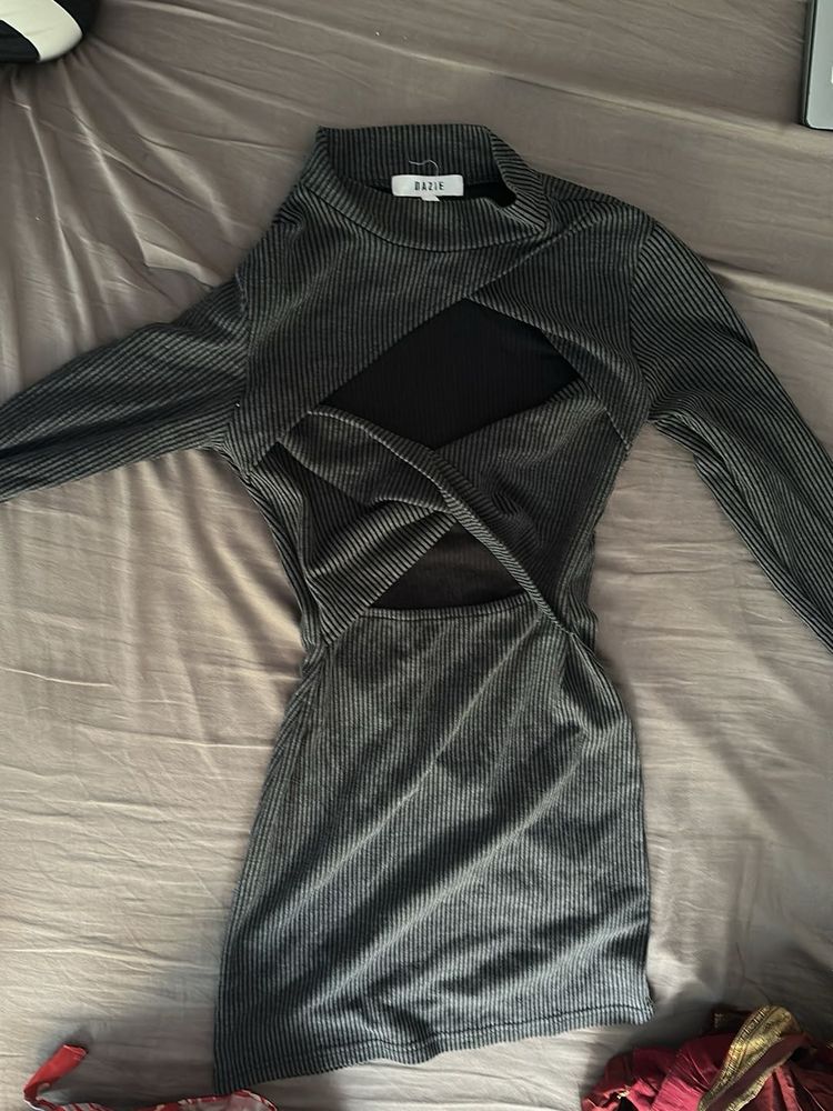 Ribbed Cut-Out Bodycon Dress