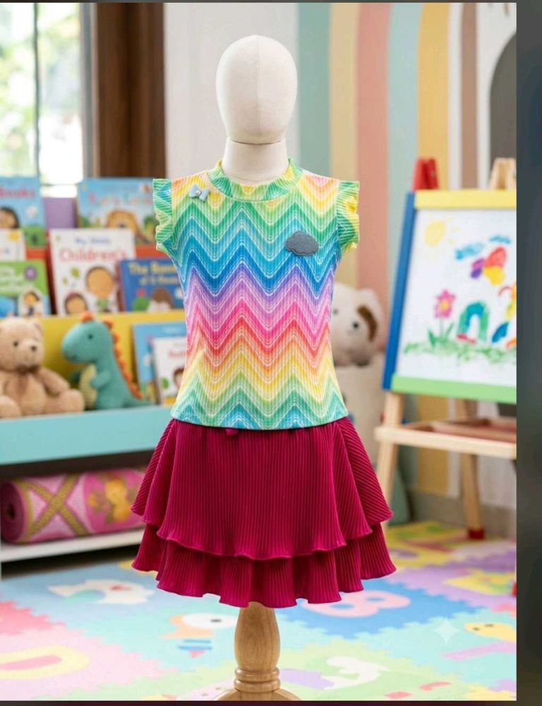 multicolored skirt set