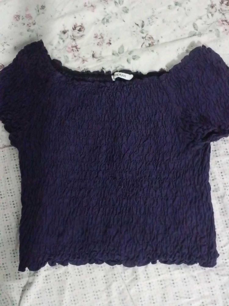 Smocked Off-Shoulder Cropped Top