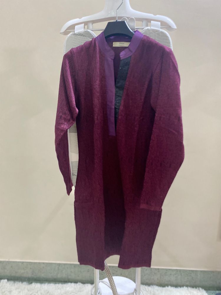 Purple Textured Kurta